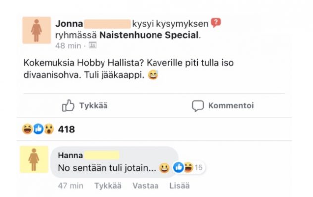 Feissarimokat: Jonnan kaveri tilasi sohvan, mutta saikin jääkaapin –  